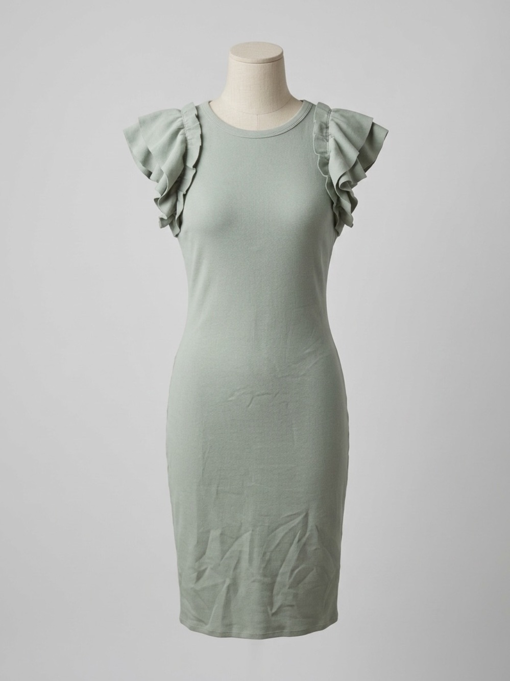 Express Mint Ruffle Sleeve Midi Bodycon Dress Medium